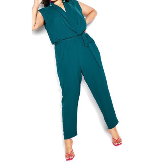 City Chic jumpsuit Natasha sleeveless teal size XS/14 DEFECT - Picture 1 of 7